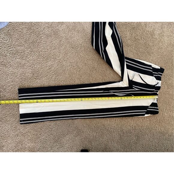INC NWT Black Striped Drawstring Black/White Wide Leg Pants, Size 4, MSRP $70 - Picture 3 of 7